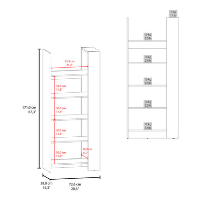 Woodstock Bookcase, Modern Vertical Design, Freestanding Storage Unit