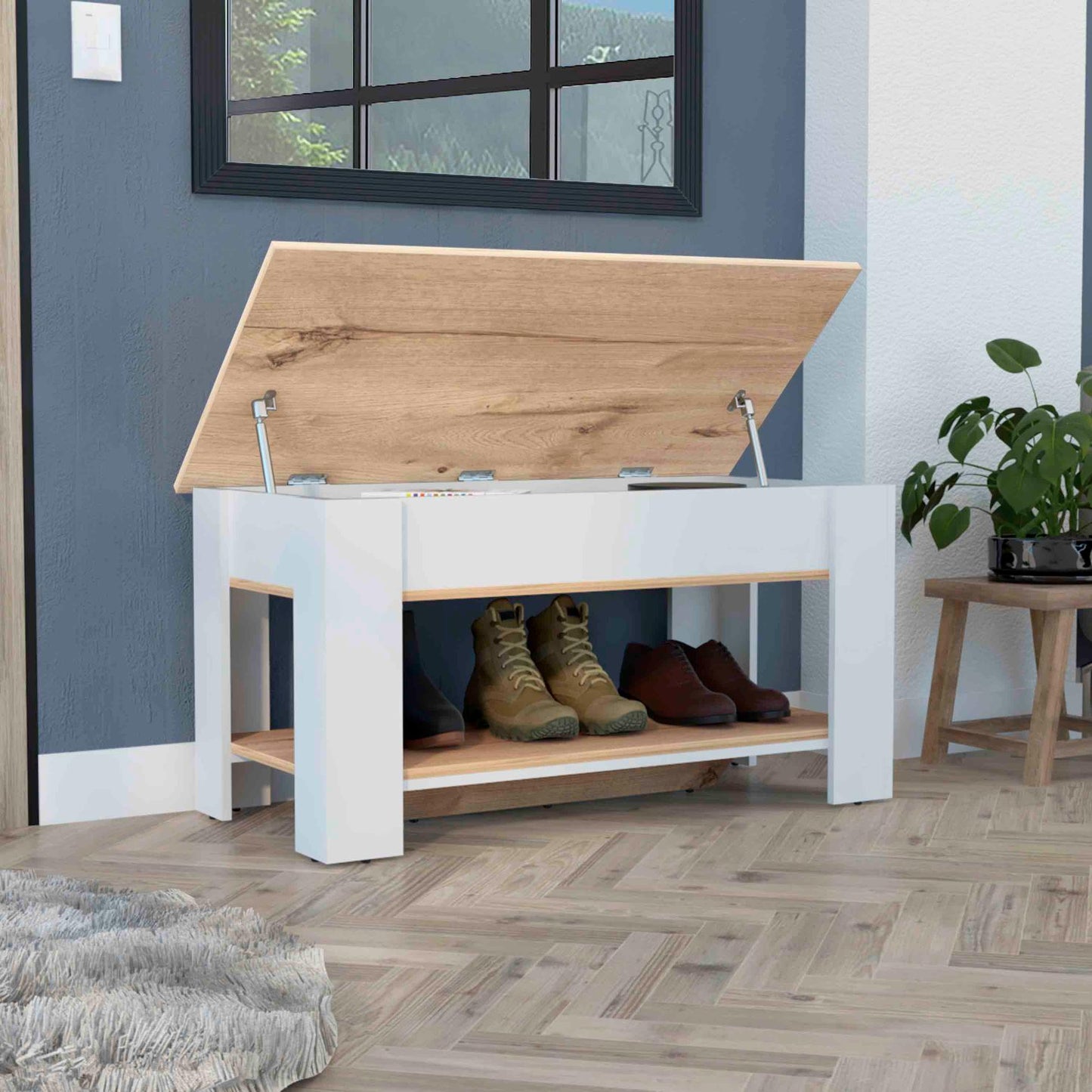 Austin Storage Table, One Extendable Table Shelf, Lower Shelf