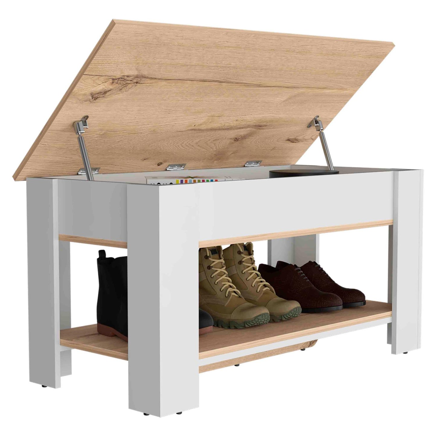 Austin Storage Table, One Extendable Table Shelf, Lower Shelf