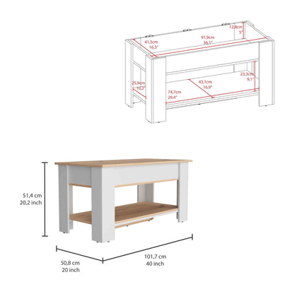 Austin Storage Table, One Extendable Table Shelf, Lower Shelf