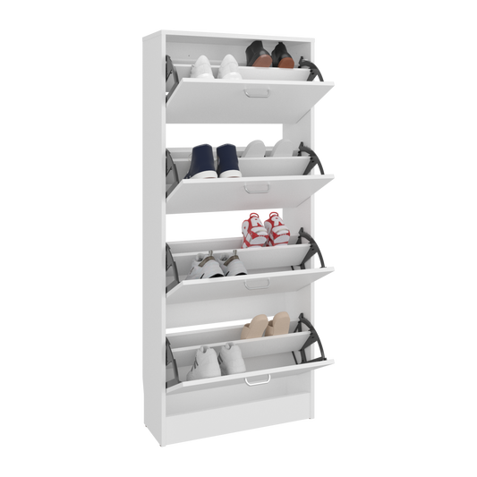 Inola 4 Door Shoe Rack Cabinet for Entryway and Home Storage, Space-Saving Shoe Organizer with Enclosed Design, Modern Style for Hallway or Bedroom Use
