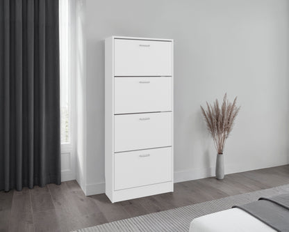 Inola 4 Door Shoe Rack Cabinet for Entryway and Home Storage, Space-Saving Shoe Organizer with Enclosed Design, Modern Style for Hallway or Bedroom Use