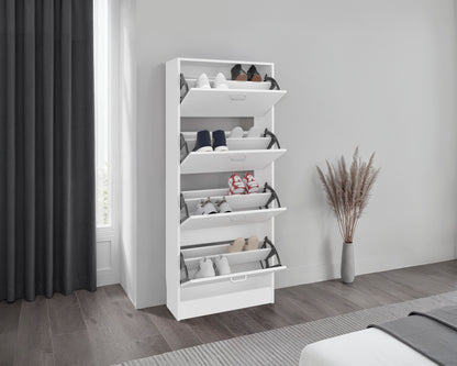 Inola 4 Door Shoe Rack Cabinet for Entryway and Home Storage, Space-Saving Shoe Organizer with Enclosed Design, Modern Style for Hallway or Bedroom Use