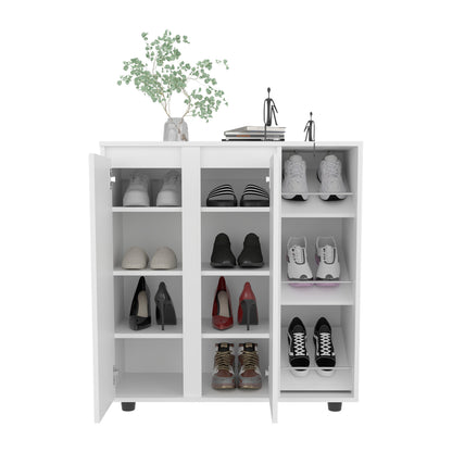 Houck Shoe Rack with 3 Side Tiers, Compact Storage for Shoes, Boots, and Accessories Organizer