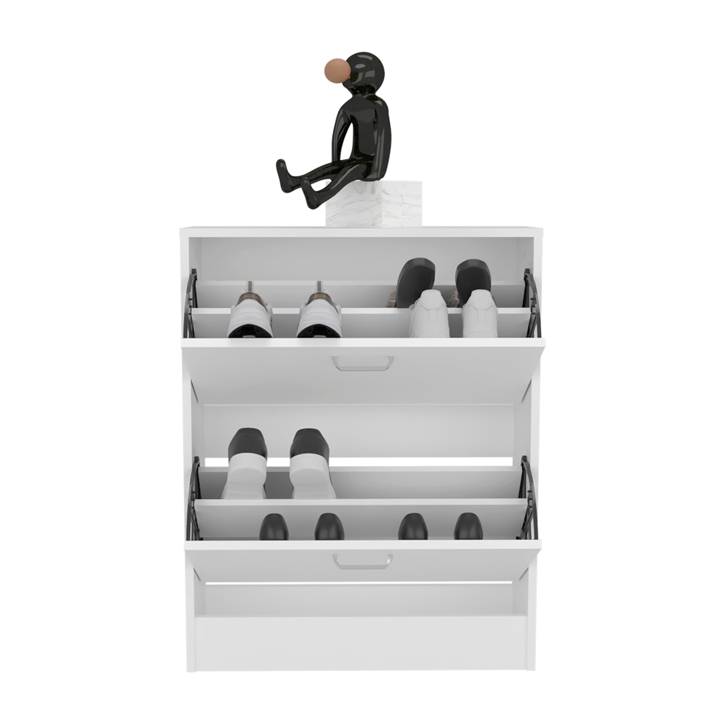Inola 2-Door Shoe Rack Cabinet with Three Shelves, Modern Shoe Storage Organizer