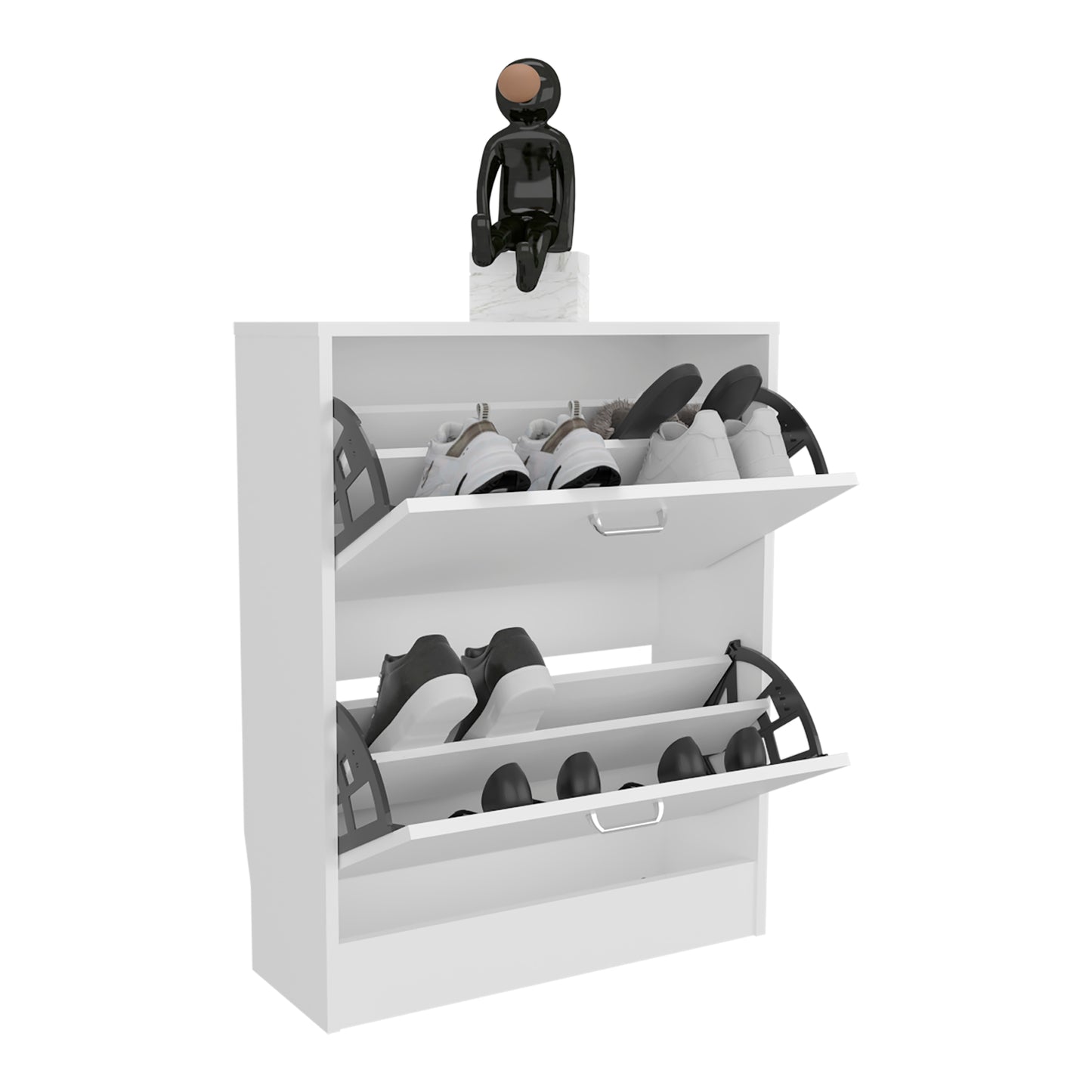 Inola 2-Door Shoe Rack Cabinet with Three Shelves, Modern Shoe Storage Organizer