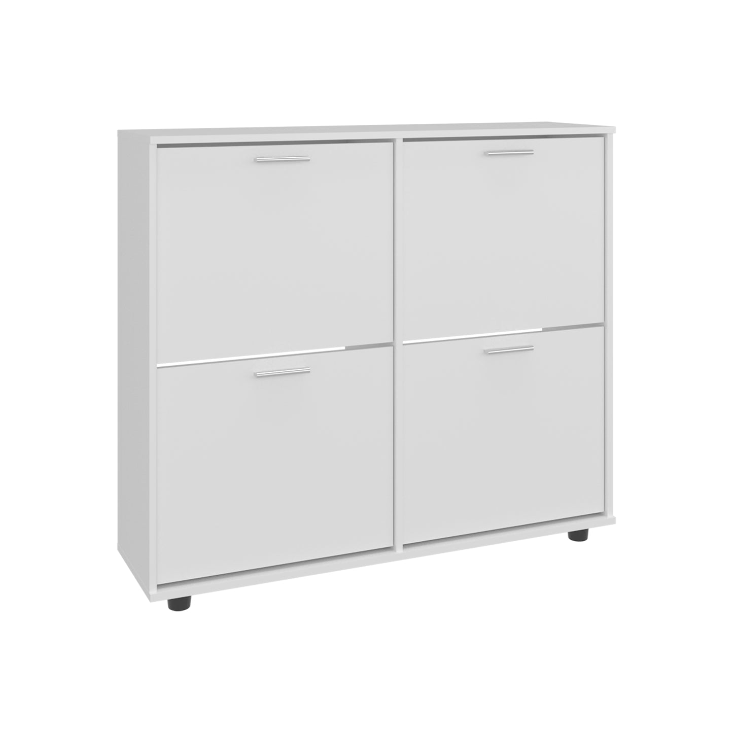 Opal 4-Door Shoe Rack Cabinet With Multiple Shelves, Modern Footwear Storage