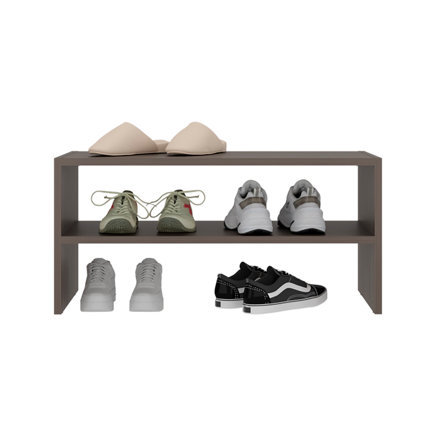 Silpa Small Shoe Rack with Three Open Shelves, Compact Modern Shoe Organizer for Entryway or Closet, 23.6” Wide