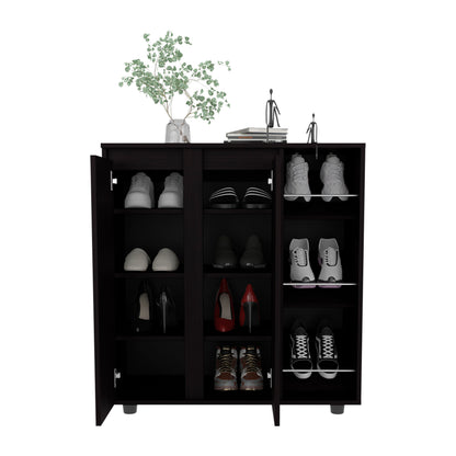 Houck Shoe Rack with 3 Side Tiers, Compact Storage for Shoes, Boots, and Accessories Organizer