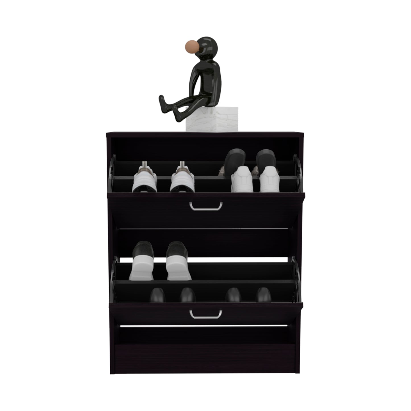 Inola 2-Door Shoe Rack Cabinet with Three Shelves, Modern Shoe Storage Organizer