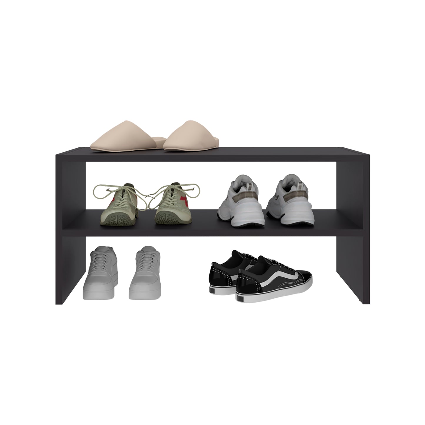 Silpa Small Shoe Rack with Three Open Shelves, Compact Modern Shoe Organizer for Entryway or Closet, 23.6” Wide