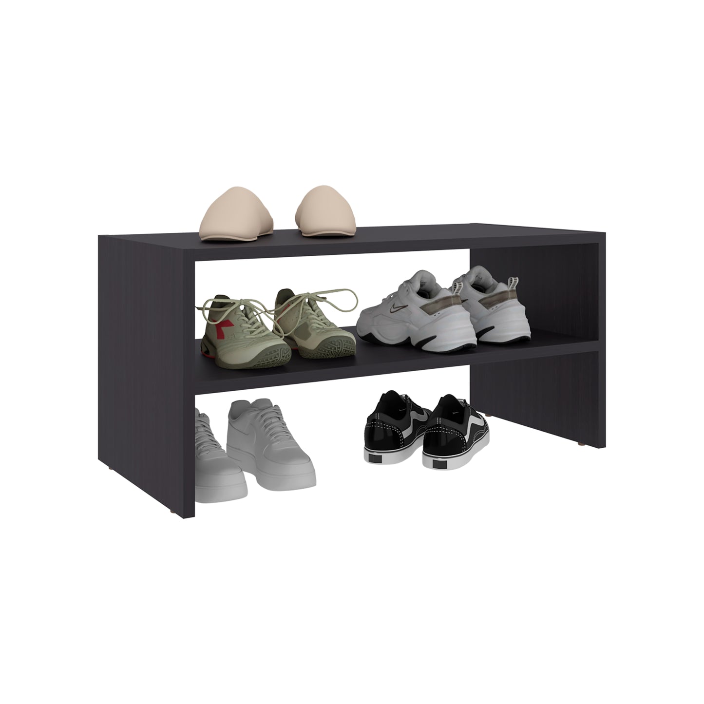 Silpa Small Shoe Rack with Three Open Shelves, Compact Modern Shoe Organizer for Entryway or Closet, 23.6” Wide