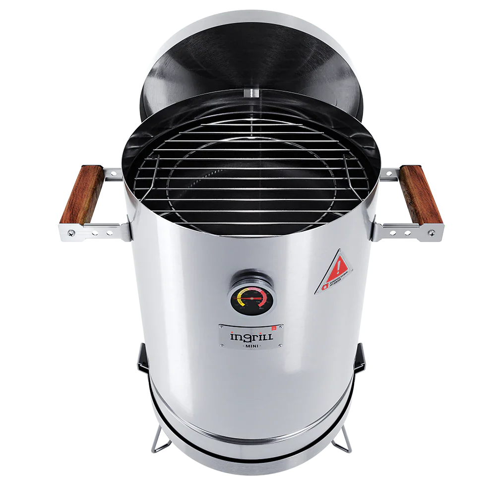 3-in-1 Stainless Steel Smoker Barrel Grill – Portable Charcoal BBQ with Thermometer, Outdoor Cooking Smoker for Camping, Backyard & Home BBQ INGRILL
