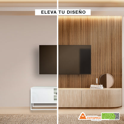 Flexible MDF Wall Panel - Textured Surface for Noise Reduction, Ready to Paint, White, 0.22" Depth, 7.79" Width, 108.27" Height, Easy Installation