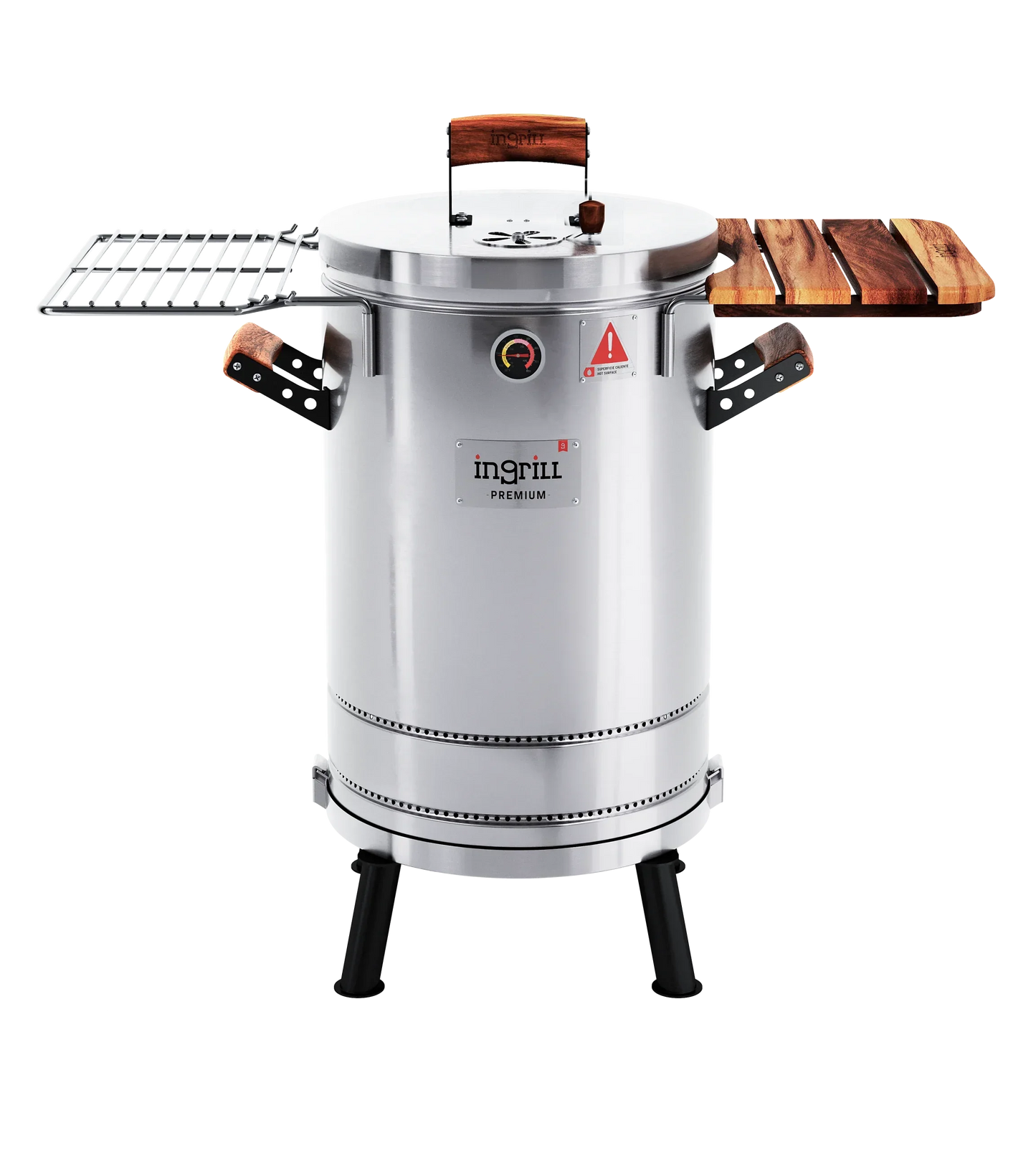 3-in-1 Stainless Steel Smoker Barrel Grill – Portable Charcoal BBQ with Thermometer, Outdoor Cooking Smoker for Camping, Backyard & Home BBQ INGRILL