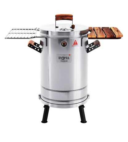 3-in-1 Stainless Steel Smoker Barrel Grill – Portable Charcoal BBQ with Thermometer, Outdoor Cooking Smoker for Camping, Backyard & Home BBQ INGRILL