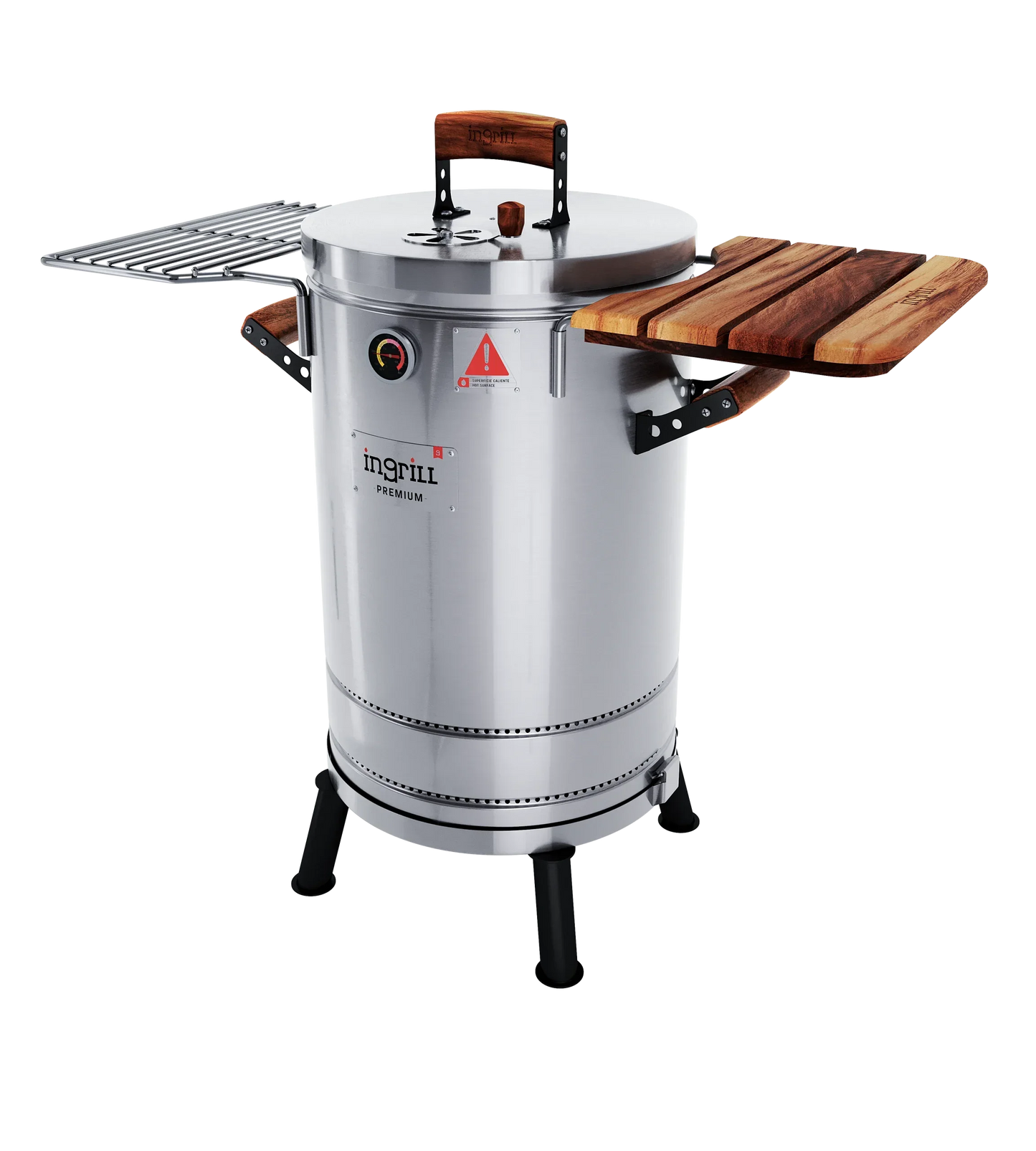 3-in-1 Stainless Steel Smoker Barrel Grill – Portable Charcoal BBQ with Thermometer, Outdoor Cooking Smoker for Camping, Backyard & Home BBQ INGRILL