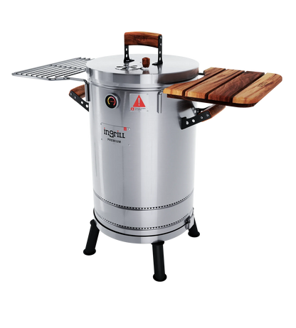 3-in-1 Stainless Steel Smoker Barrel Grill – Portable Charcoal BBQ with Thermometer, Outdoor Cooking Smoker for Camping, Backyard & Home BBQ INGRILL
