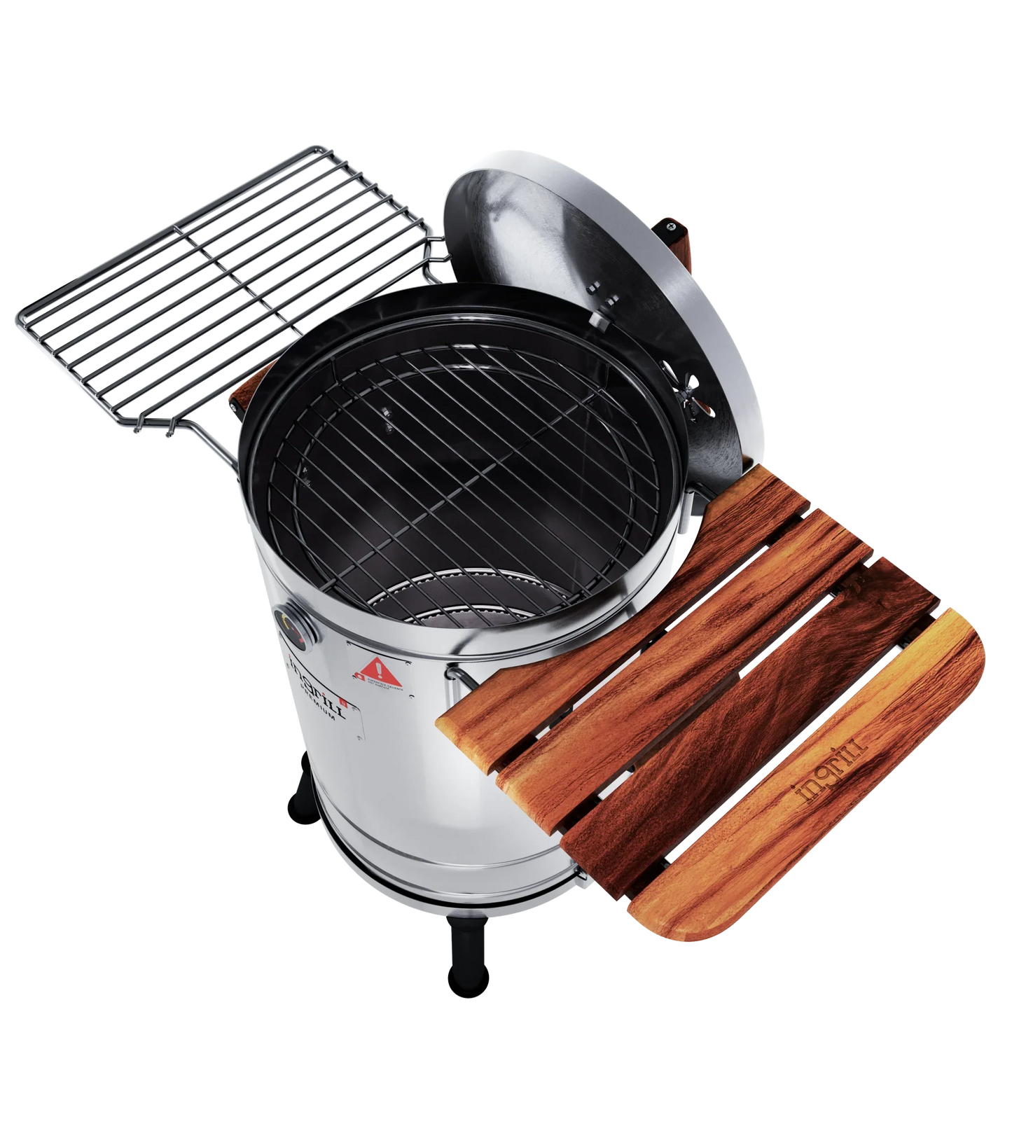 3-in-1 Stainless Steel Smoker Barrel Grill – Portable Charcoal BBQ with Thermometer, Outdoor Cooking Smoker for Camping, Backyard & Home BBQ INGRILL