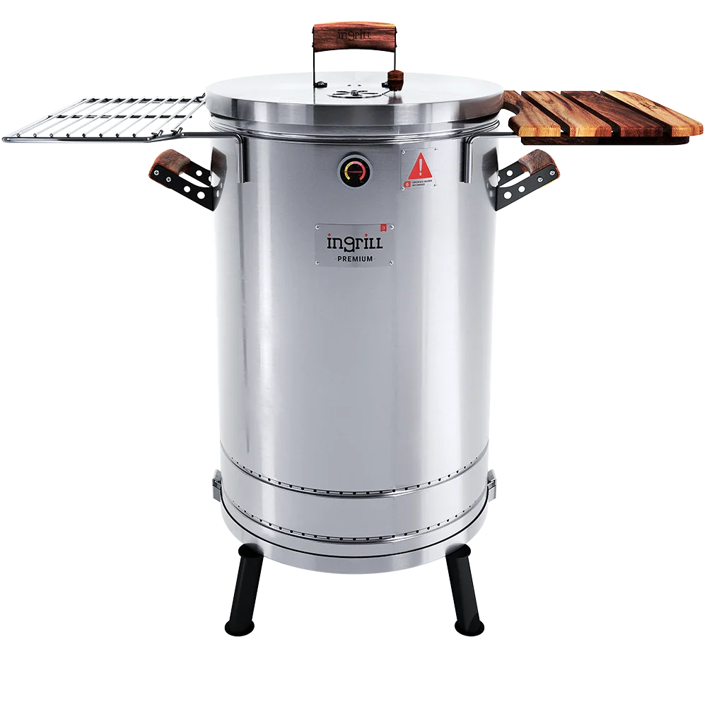 3-in-1 Stainless Steel Smoker Barrel Grill  Premium– Portable Charcoal BBQ with Thermometer, Outdoor Cooking Smoker for Camping, Backyard & Home BBQ INGRILL