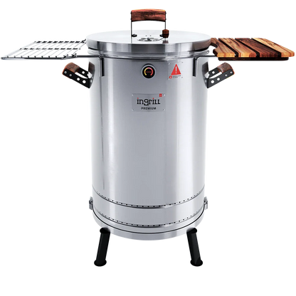 3-in-1 Stainless Steel Smoker Barrel Grill  Premium– Portable Charcoal BBQ with Thermometer, Outdoor Cooking Smoker for Camping, Backyard & Home BBQ INGRILL