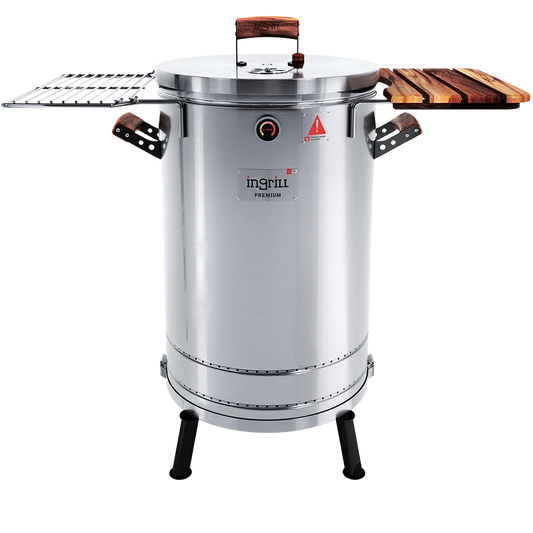 3-in-1 Stainless Steel Smoker Barrel Grill  Premium– Portable Charcoal BBQ with Thermometer, Outdoor Cooking Smoker for Camping, Backyard & Home BBQ INGRILL