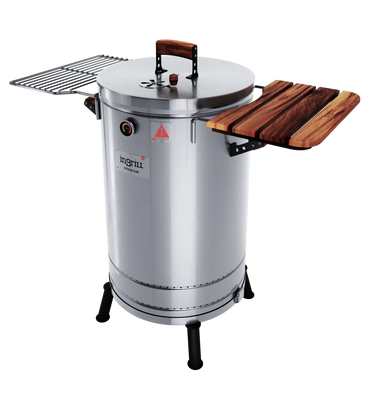 3-in-1 Stainless Steel Smoker Barrel Grill  Premium– Portable Charcoal BBQ with Thermometer, Outdoor Cooking Smoker for Camping, Backyard & Home BBQ INGRILL