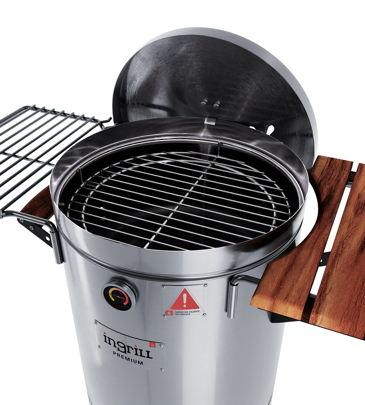 3-in-1 Stainless Steel Smoker Barrel Grill  Premium– Portable Charcoal BBQ with Thermometer, Outdoor Cooking Smoker for Camping, Backyard & Home BBQ INGRILL