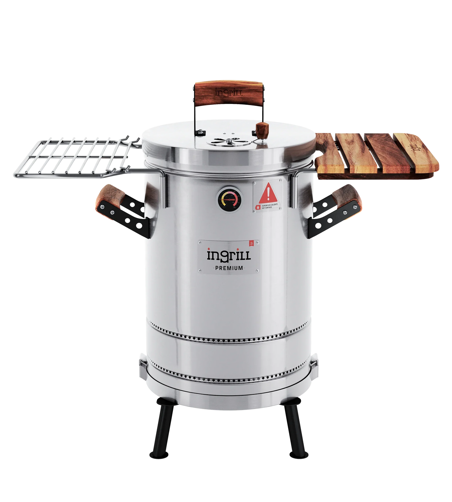 3-in-1 Stainless Steel Smoker Barrel Grill  Premium– Portable Charcoal BBQ with Thermometer, Outdoor Cooking Smoker for Camping, Backyard & Home BBQ INGRILL