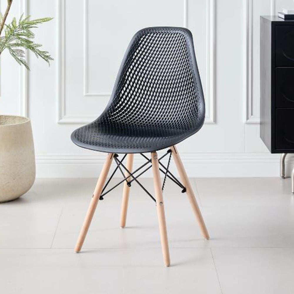 TuHome Marcus Modern Dining Chair, Mid-Century Ergonomic Acc - Black