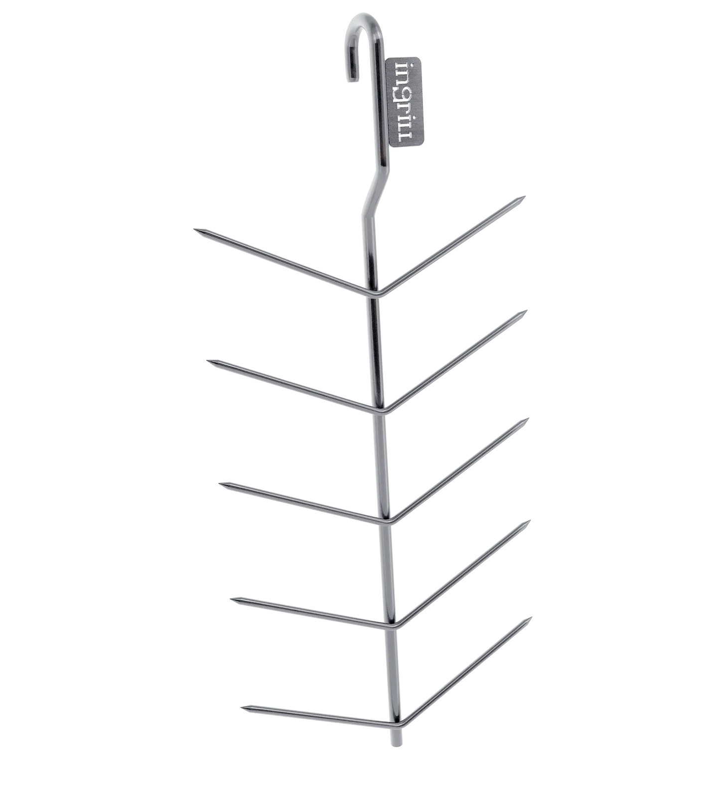 INGRILL Multi-Level Hanging Skewer Rack for Smoker & Barrel Grill – 304 Stainless Steel Vertical BBQ Rack for Sausages, Corn, Meat & Vegetables
