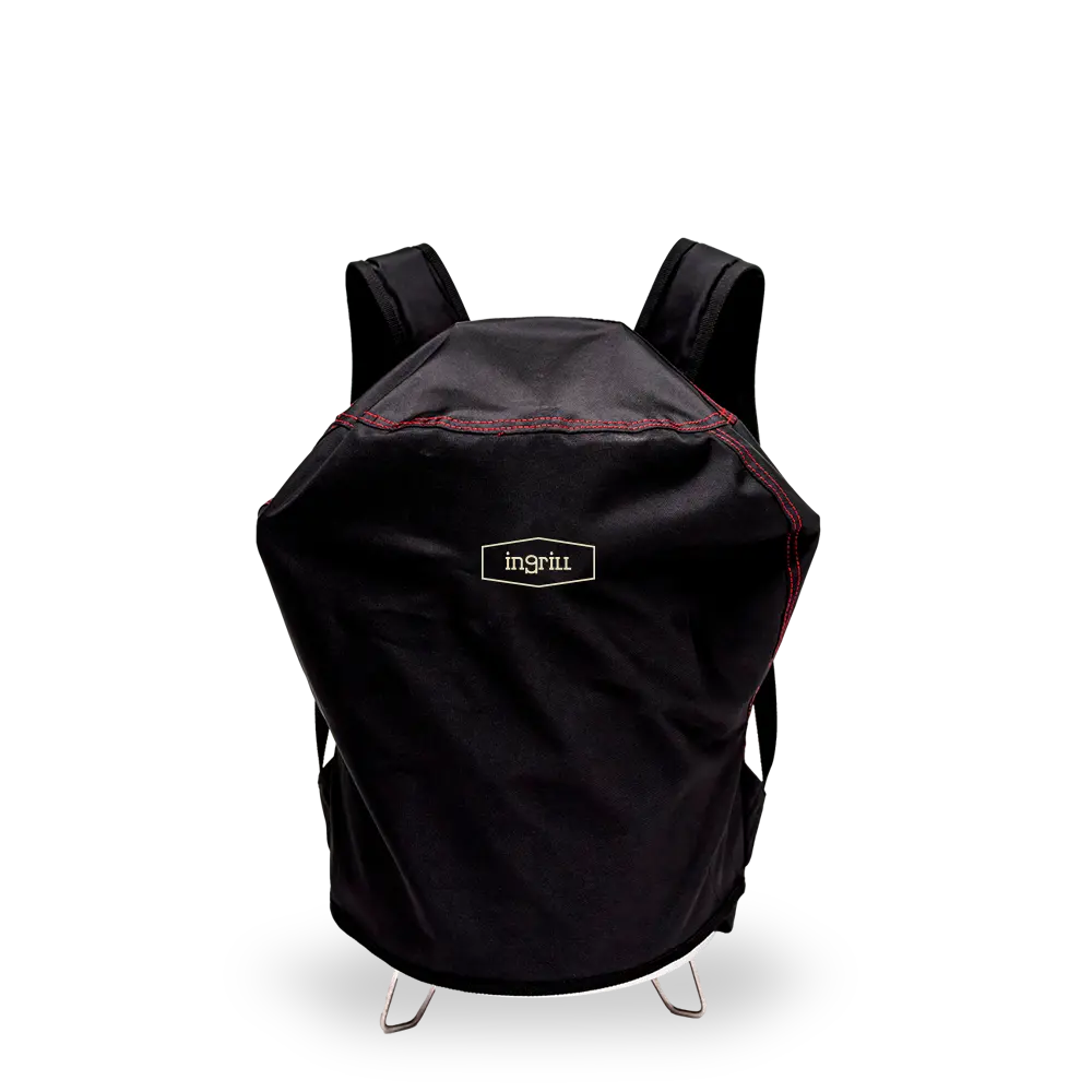 INGRILL Weather-Resistant Canvas Grill Cover Backpack – Waterproof Protective Carrying Bag with Shoulder Straps for Mini Barrel Grills