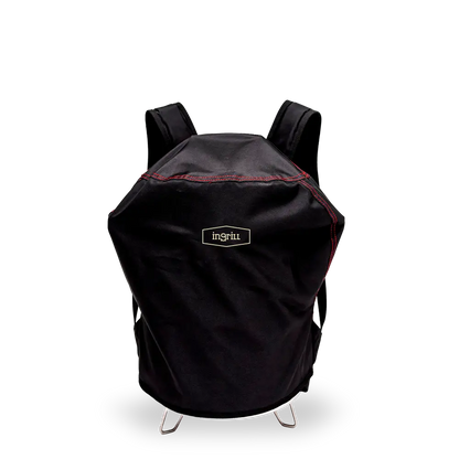 INGRILL Weather-Resistant Canvas Grill Cover Backpack – Waterproof Protective Carrying Bag with Shoulder Straps for Mini Barrel Grills