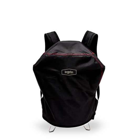 INGRILL Weather-Resistant Canvas Grill Cover Backpack – Waterproof Protective Carrying Bag with Shoulder Straps for Mini Barrel Grills