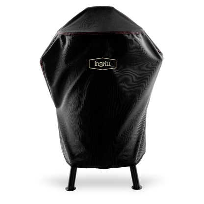 INGRILL Small Barrel Grill Cover – Weather-Resistant Waterproof Black Canvas Cover with Bottom Straps, Secure Outdoor Protection for Small Smokers