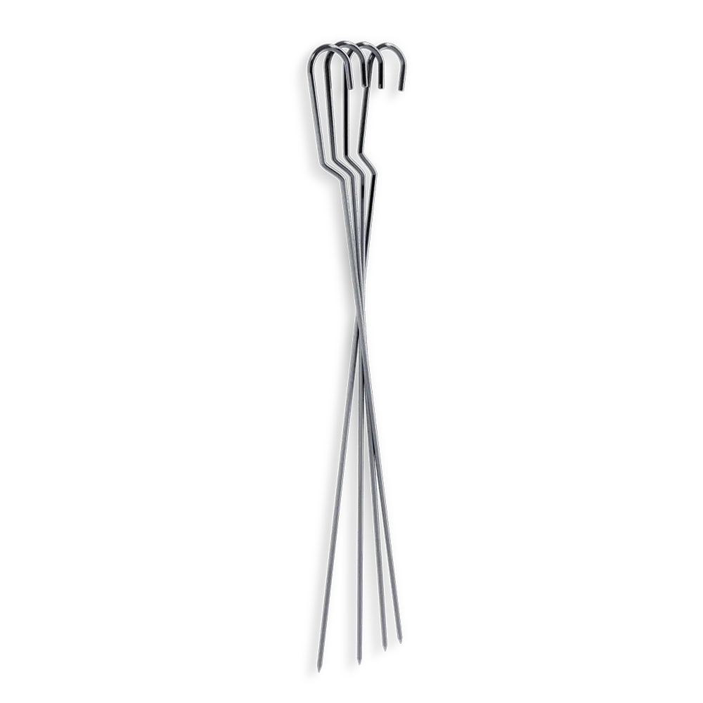 INGRILL Stainless Steel Hanging Skewers – Set of 4, 304 Stainless Steel BBQ Skewers for Barrel & Drum Smokers, Vertical Kabob Pins for Smoking & Grilling
