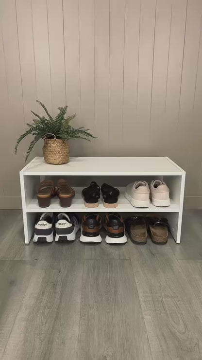 Silpa Small Shoe Rack with Three Open Shelves, Compact Modern Shoe Organizer for Entryway or Closet, 23.6” Wide