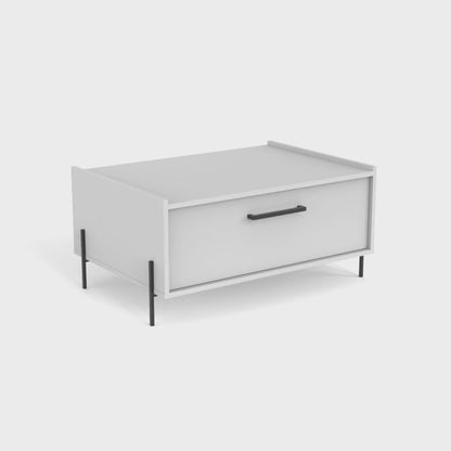 Shan 15"High Minimalistic Coffe Table with Pull Down Cabinet and Open Shelf