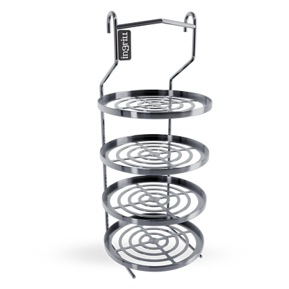 INGRILL 4-Tier Multi-Purpose Rack for Barrel & Vertical Smokers – 304 Stainless Steel Vertical BBQ Rack for Burgers, Bacon, Vegetables & More