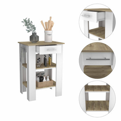 Cala Kitchen Island 23, Two Shelves, Two Drawers