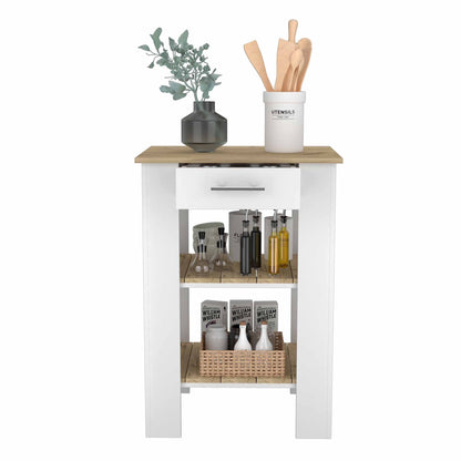 Cala Kitchen Island 23, Two Shelves, Two Drawers