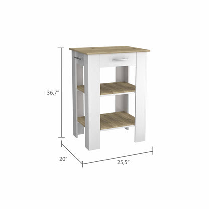 Cala Kitchen Island 23, Two Shelves, Two Drawers