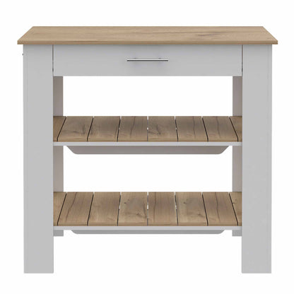 Cala Kitchen Island 40, Two Shelves, One Drawer, Four Legs