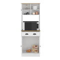 Albany Kitchen Pantry with 3-Doors Cabinet and Drawer, White / Macadamia Finish