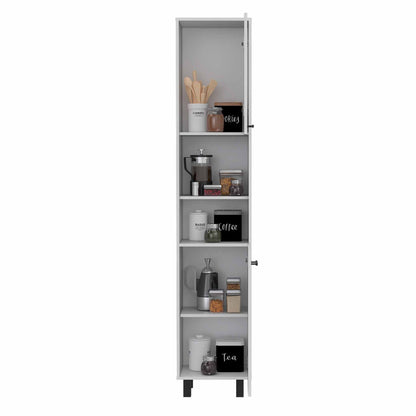 Hobart Pantry, Four Legs, Three Interior Shelves, Two Shelves, Two Cabinets