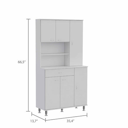 Della 90 Pantry Double Door Cabinet, Five Legs, One Drawer