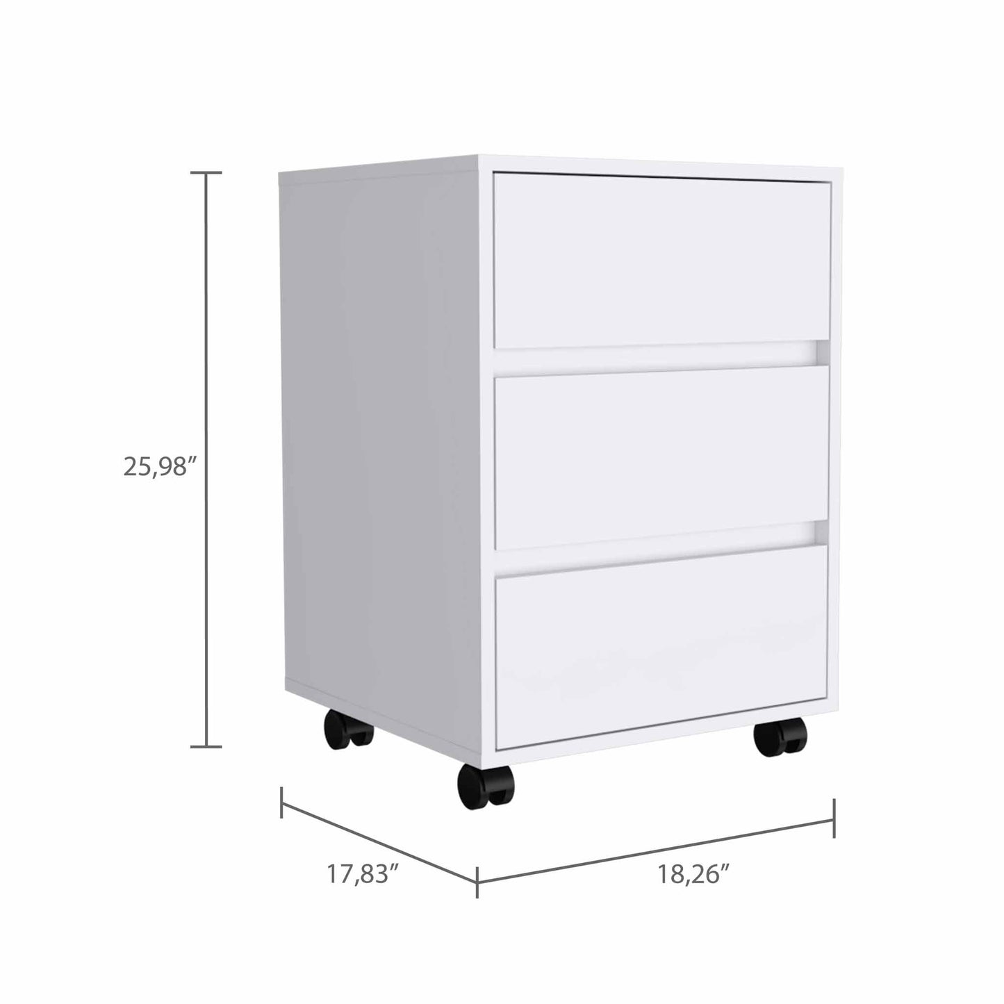 Artemisa 3 Drawer Filing Cabinet, Four Casters, Superior Top