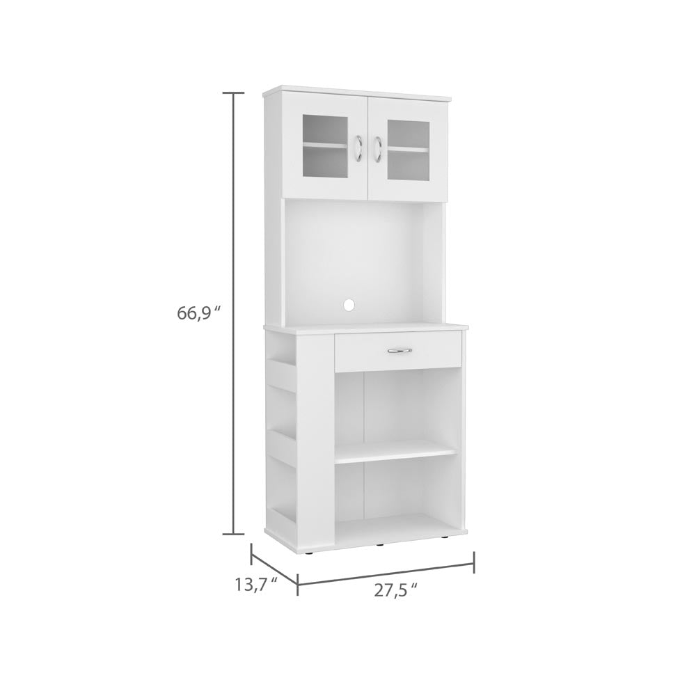 Capienza Pantry Cabinet, Two Shelves, Double Door, One Drawer, Three Side Shelves