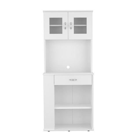 Capienza Pantry Cabinet, Two Shelves, Double Door, One Drawer, Three Side Shelves