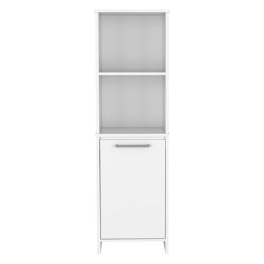 Eiffel Kitchen Pantry, Two External Shelves, Single Door Cabinet, Two Interior Shelves White